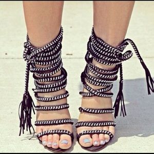 Strappy tie up heels